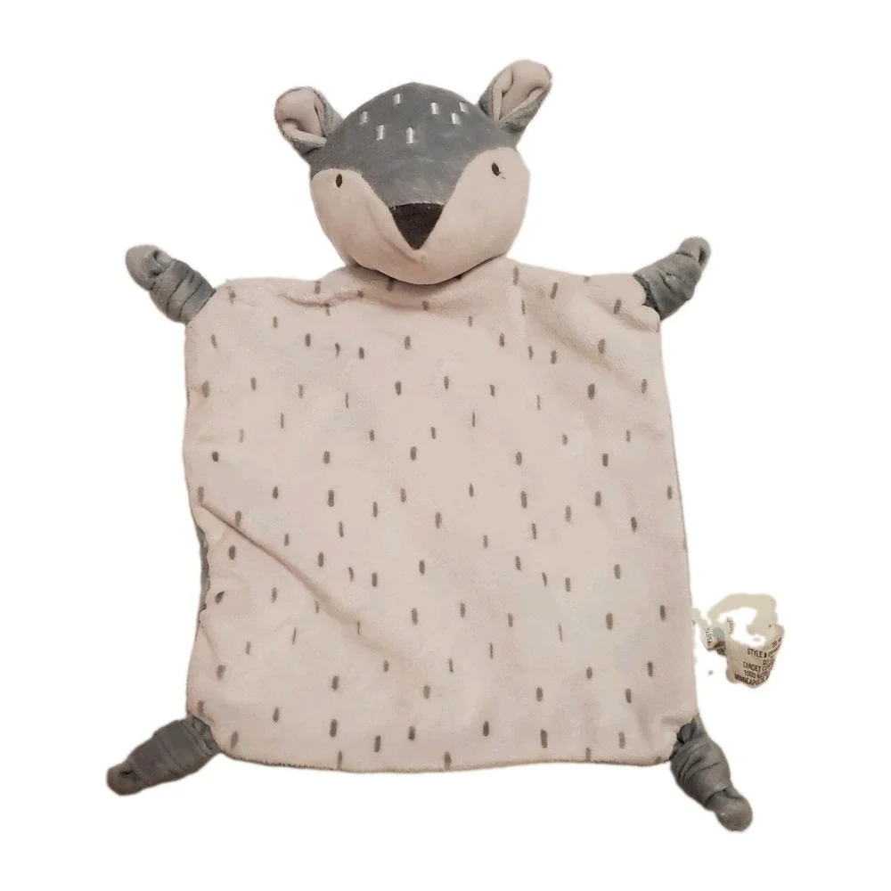 Target Cloud Island Gray White Fox Lovey Security Blanket Plush Knotted Corners